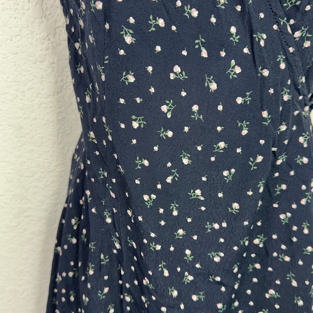Brandy Melville Wrap Dress Womens 2 Blue Floral Summer‎ Italy Romantic Coquette - Picture 5 of 12